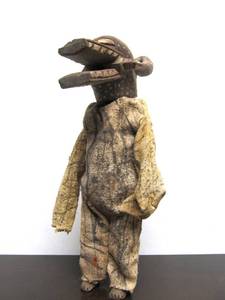 lot 5 image: Vintage African Senufo Firespitter Masked Figure 