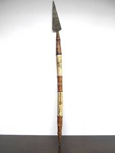 lot 37 image: Vintage African Spear wLEather & Snakeskin 