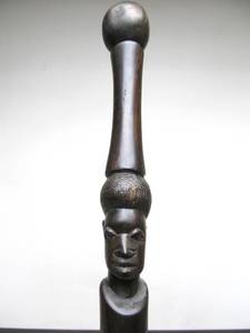 lot 38 image: Hand Carved African Hardwood Walking Stick wSerpent