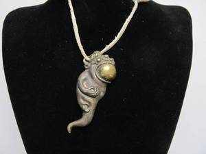 lot 44 image: Interesting Old Signed Bronze Dragon Amulet