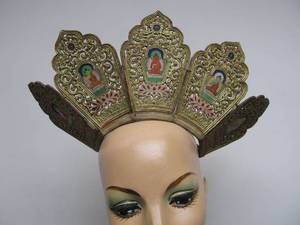 lot 53 image: Antique Tibetan or Mongolian Ritual Crown