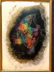 lot 84 image: Framed Signed Original Thai Buddhist Artwork