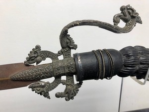 lot 105 image: Old Vintage Elephant Handle Dagger wDragon