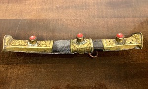 lot 112 image: Old Vintage Tibetan Knife wBone Coral & Brass
