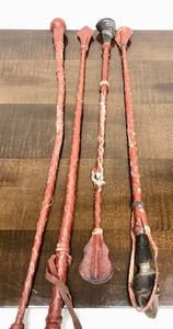 lot 114 image: Group of Vintage Leather & Horn Horse or Camel Crops wHidden Knives