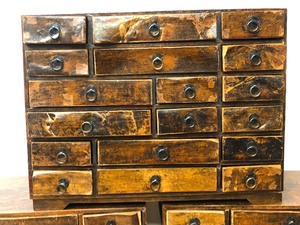 lot 92 image: Lot of 3 Multi Drawer Vintage Jewelry Cabinets