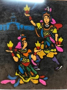 lot 121 image: Framed Vintage Original Oriental Dancer Painting 