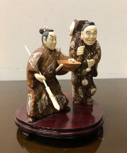 lot 125 image: Vintage Chinese Genuine Bone & Wood Figural Carving #1