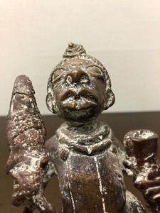 lot 158 image: Old Vintage Benin Bronze Warrior Figure