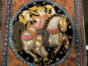 lot 161 image: Vintage Handmade Embroidered & Sequined Kalaga Tapestry #1