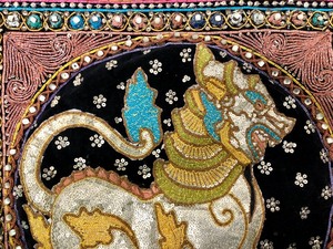 lot 162 image: Vintage Handmade Embroidered & Sequined Kalaga Tapestry #2