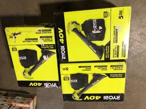 lot 2 image: Lot of 3 RYOBI 40V Vac Attack Cordless Battery Leaf VacuumMulcher (Tool Only) Customer Returns See Pictures