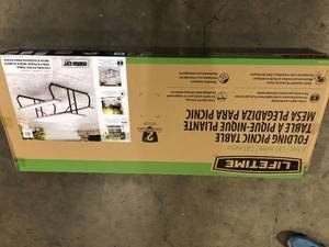 lot 9 image: Lifetime Folding Picnic Table Customer Returns See Pictures