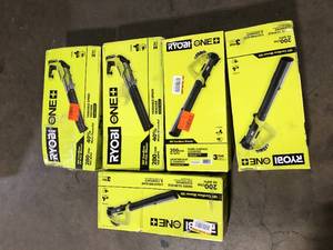 lot 21 image: Lot of Assorted Ryobi Lawn Care Items Various Models and Conditions Customer Returns See Pictures