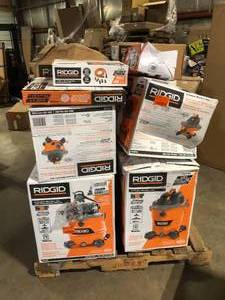 lot 32 image: Pallet of Assorted WetDry Shop Vacs  Various Sizes Models and Conditions  Customer Returns See Pictures