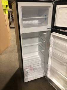 lot 34 image: Magic Chef 7.3 cu. ft. 2-Door Mini Fridge in Platinum Steel with Freezer Slight Damage  Customer Returns See Pictures