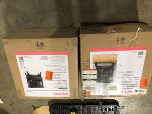 lot 48 image: Lot of 2 StyleWell Kingham 400 sq. ft. Panoramic Infrared Electric Stove in Black with Electronic Thermostat Customer Returns See Pictures