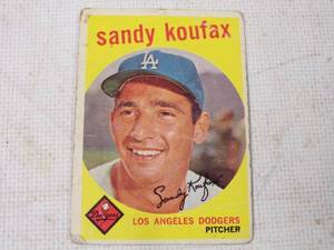 lot 13 image: Sandy Koufax Topps 1959 Baseball Card # 163