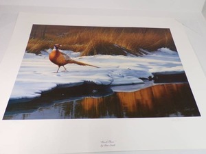 lot 34 image: Never Hung Dan Smith Numbered and Signed Pheasant Print March Thaw Still in Original Envelope
