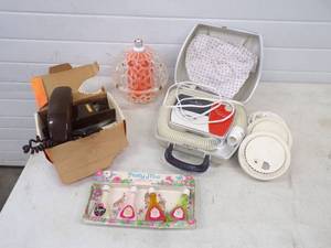 lot 51 image: Lot of Vintage Electronics Hair Dryer, Light, Phone, and More