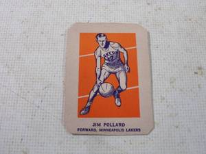 lot 67 image: Rare 1952 Wheaties Box Jim Pollard Minneapolis Lakers Card