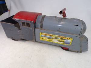 lot 79 image: Rare Marx Tin Toy the Lightning Express 3000 Riding Toy Train Nice Condition