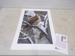 lot 90 image: Never Hung Jerry Gadamus Signed and Numbered Print Lady Hawk