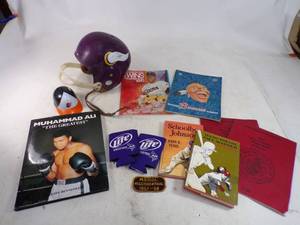 lot 97 image: Nice Collection of Vintage Sports Memorabilia w Hank Aaron Braves Program