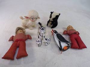 lot 100 image: Collection of Vintage Toys Rubber Lamb and Mid Modern Skunk Decor