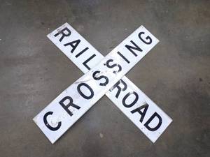 lot 110 image: 48 Retired Heavy Rail Road Crossing Sign