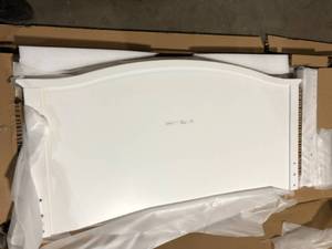 lot 10 image: StyleWell Colemont White Wood Full Platform Bed with Curved Headboard (56 in. W x 48 in. H) Customer Returns See Pictures