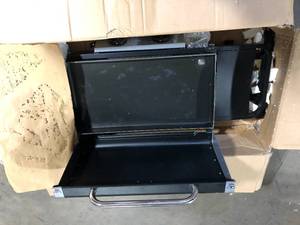 lot 26 image: Razor 25 in. 2-Burner Portable Propane Gas Griddle with Lid and Folding Cart in Black  Customer Returns See Pictures