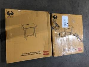 lot 22 image: Lot of 2 American Trails Arizona Red Oak Folding Table   Customer Returns See Pictures