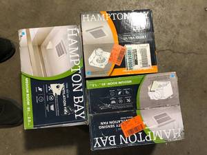 lot 39 image: Lot of 3 Assorted Bathroom Ventilation Fans Various Models and Conditions  Customer Returns See Pictures