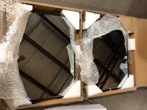 lot 43 image: Lot of 2 StyleWell Medium Modern Rectangular Black Framed Mirror with Rounded Corners (22 in. W x 32 in. H) Customer Returns See Pictures