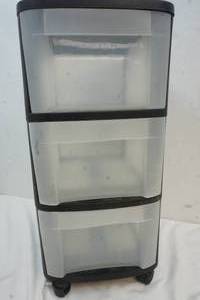 lot 12 image: 3 Tier Black Storage Container on wheels