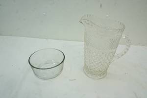 lot 24 image: Glass Pitcher and Glass Bowl