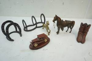 lot 469 image: Home Decor Horses, Boots, Horse shoes,