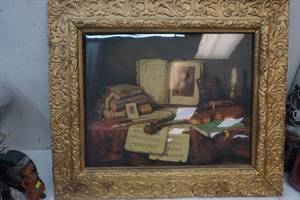 lot 525 image: Antique frame and picture