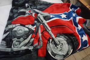 lot 610 image: Huge eagle and motorcycle fleece blanket