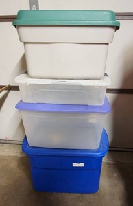 lot 161 image: Plastic Storage Totes with Lids...