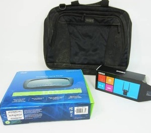 lot 163 image: Linksys Cisco Wireless N Home Router Model WRT120N, Targus CityLite Laptop Briefcase Black Handles Padded Organizer, MSRM US302 Extender...