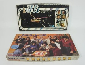 lot 24 image: Vintage Board Games CHUG-A-LUG Beer Drinking Board Game From 1981, Vintage 1977 Kenner Star Wars Escape From Death Star Board Game...