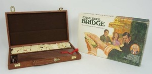 lot 33 image: Vintage Collectible Games of Challenge Bridge and Dominoes in Briefcase...