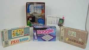 lot 35 image: Collection of Vintage Games Including Password, Boggle, LCD Chess Express, Scrabble Flash...