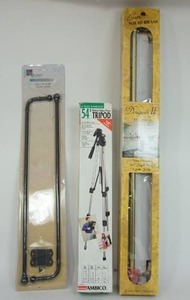 lot 52 image: Ambico 54 Deluxe VideoPhoto Tripod, L-Shape Rod Interior Accents Black Adjusts 24 - 38 Window Treatment, Gatco Tru 18 In. Towel Bar in Chrome 5311