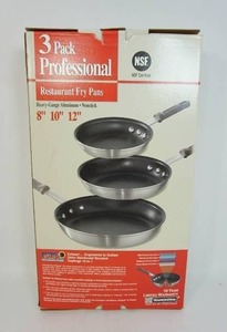 lot 54 image: New...Restaurant Fry Pans 3 Pack Professional 8 10 12 Set...