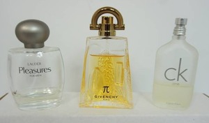 lot 59 image: Vintage Collectible Perfume Cologne Givenchy Pi Eau De Toilette Spray Cologne for Men, Calvin Klein ck ONE Unisex Eau de Toilette, Estee Lauder PLEASURES COLOGNE SPRAY for Men...