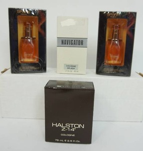 lot 63 image: Vintage Collectible Perfume Cologne Spark for Men By Liz Claiborne (2)15 Ml.5 Oz Cologne Spray New In Box, Halston Z-14 Eau de Parfum Cologne for Men 2.5 Oz NIB, Navigator Spray Cologne From Canoe by Dana 1.7 oz. NIB...