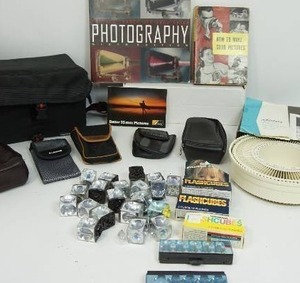 lot 78 image: Photography Accessory Package Including How To Make Good Pictures 1943 Hardcover Book wDJ Eastman Kodak Color B&W, Sylvania Blue Dot 10 Flash for Polaroid Flash Bar Camera, Photography Sixth Edition Book 1998 Barbara London and John Upton Etc.